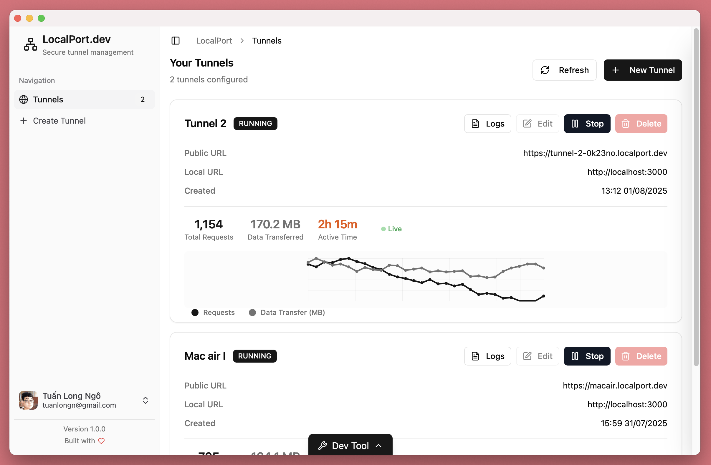 LocalPort Desktop Application Screenshot